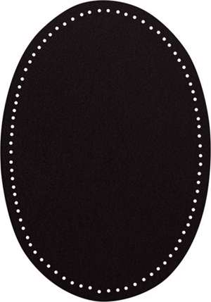 Ruskindslap til påstrygning - sort, oval 14 x 9,5 cm, 2 stk.