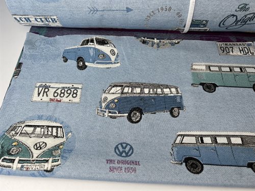 Gobelin - cool Volkswagen rugbrød på lyseblå bund