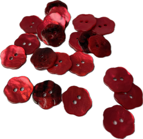 Perlemorknap - blomst i intens rød, 15 mm