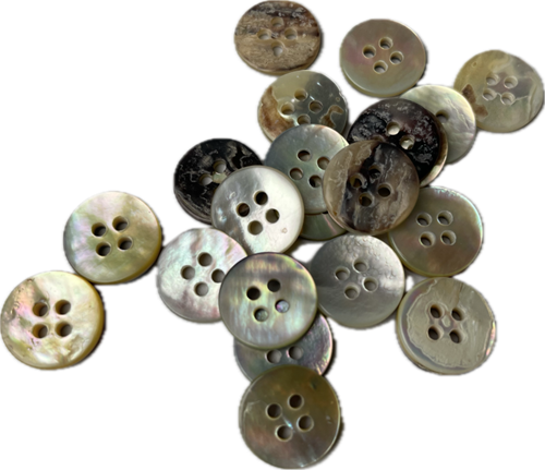 Perlemorknap - lille og fin, 10 mm