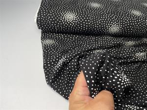 Viscosejersey - sort bund med hvide små mønsterprikker