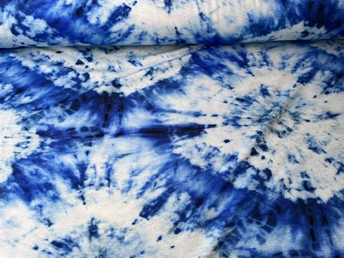 Viscose jersey - runde blå mønstret i batik look