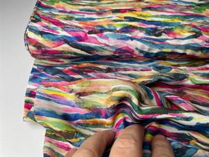 Fastvævet viscose - skønne farver i abstrakt mønster