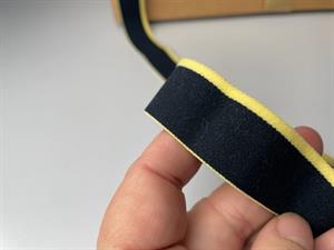 Luksus elastik - marine med gul stribe, 25 mm