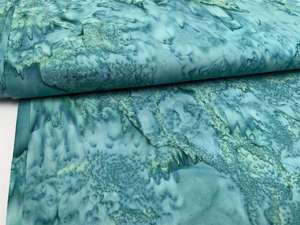 Patchwork stof - marmor look i smuk intens blågrøn