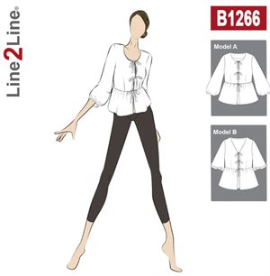 Line2Line snitmønster - B1266 Peplum skjortebluse med bindebånd