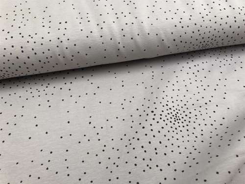Bomuldsjersey - varm grå med små sorte prikker