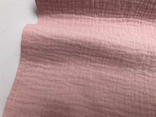 Fastvævet - florlet dobbelt gauze i pudder rosa, økologisk