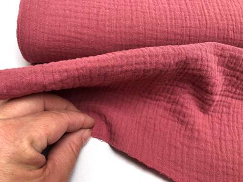 Gauze - florlet dobbelt gauze i plum, økologisk
