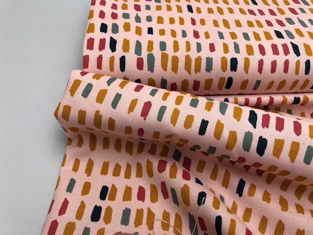 Mor læser Papua Ny Guinea Fastvævet bomuld - deko stof i grafisk mønster i lyserød