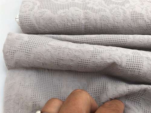 Jacquard vævet bomuld - tynd, fin og vendbar, i lys grå