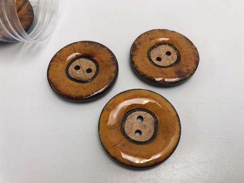 Kokos knap med emalje - marmor look med brændt okker undertone, 30 mm