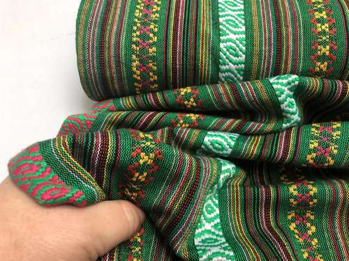 Dekostof - inka mønster i grøn