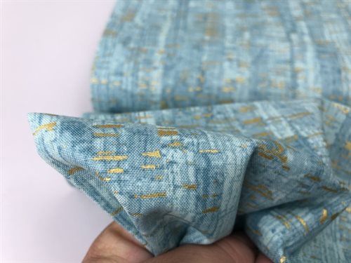 Patchwork stof - windham fabric, marmor look i lys aquamarin / guld