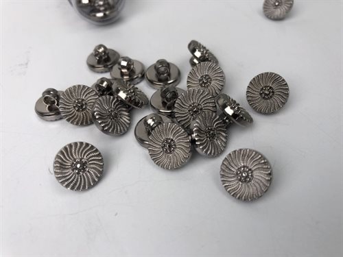 PU knap 12mm - filigranmønster sølv