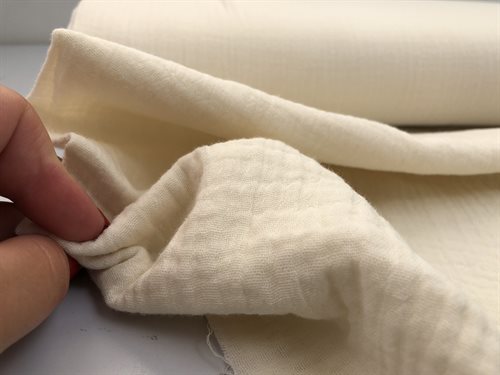 Fastvævet - florlet dobbelt gauze i ecru, økologisk