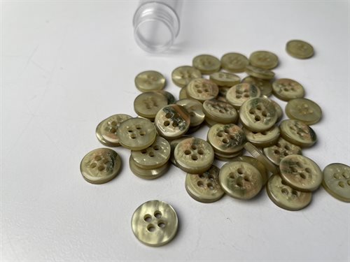 Knap - shiny i olivengrøn, 13 mm