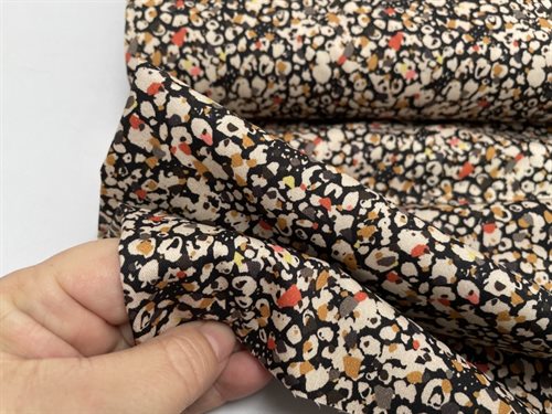 Bomuldssatin - små mønstret i varme toner