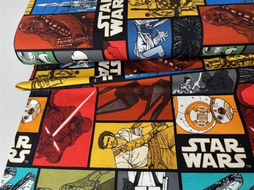 Bomuldsjersey - med star wars i fede farver