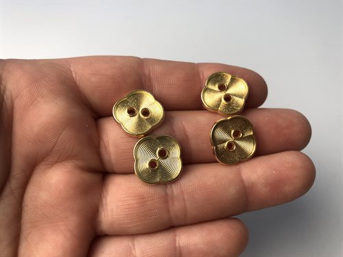 Metal knap - bølge formet og med struktur i guld, 15 mm