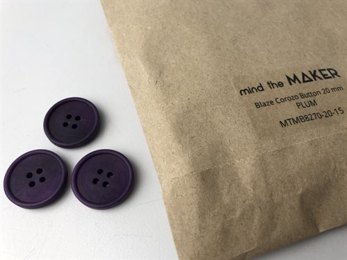 Blaze corozo nutton fra mind the maker - i plum lilla, 20 mm