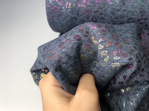 Isoli - regnbue leo foil på denim melange bund