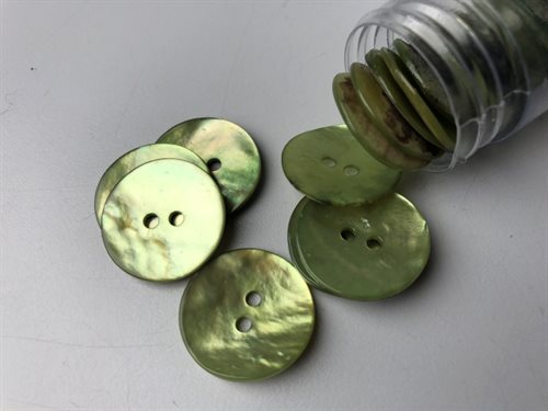 Farvet perlemor knap - lys grøn, 20 mm