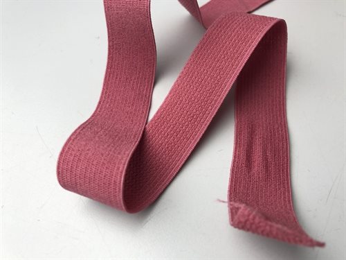 Blød elastik - støvet pink, 21 mm