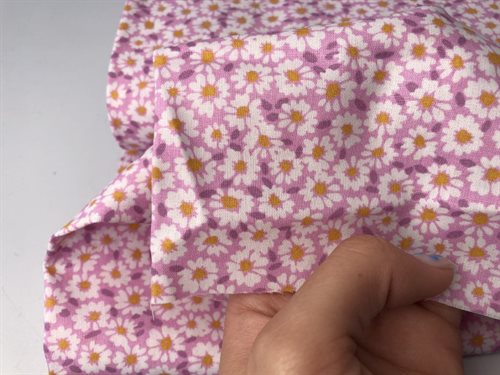Poplin - med daisy blomster på lilac bund