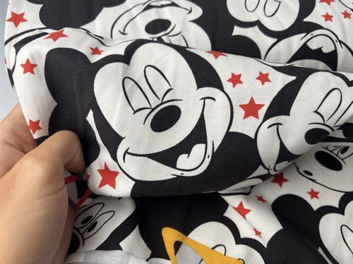 Bomuldsjersey - Mickey Mouse med forskellige ansigtsudtryk