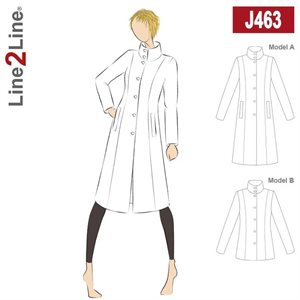 Line2Line snitmønster - J463 Frakke med husarsnit og lommer