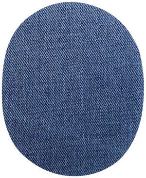Denimlap til påstrygning - mellem blå, oval 12 x 9,5 cm, 2 stk.