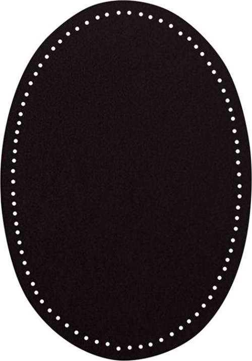 Ruskindslap til påstrygning - sort, oval 14 x 9,5 cm, 2 stk.