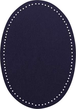 Ruskindslap til påstrygning - lys marineblå, oval 14 x 9,5 cm, 2 stk.
