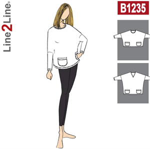 Line2Line snitmønster - B1235 Oversize Bluse med lommer