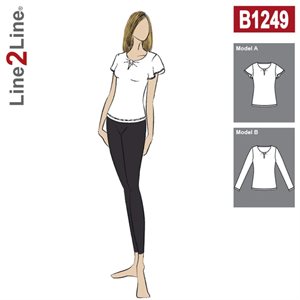 Line2Line snitmønster - B1249 Bluse med knudeeffekt og vingeærme