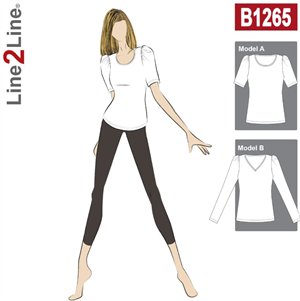 Line2Line snitmønster - B1265 T-shirt med pufærmer
