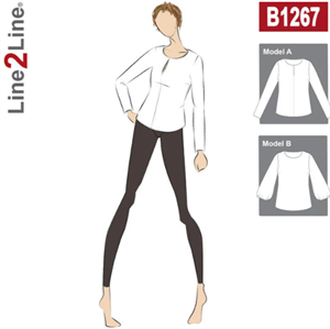 Line2Line snitmønster - B1267 Bluse med rund hals og slids foran