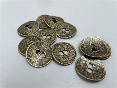 Metal knap - bøjet og med flot guld / grå farveskift, ca 22 mm