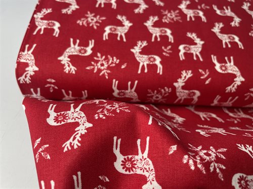 Poplin - nordic deer red