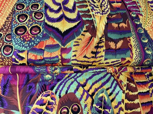 Patchwork stof - Kaffe Fassett Collective, fjer i gyldne toner