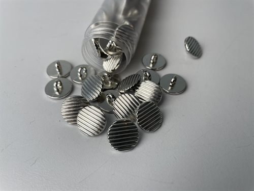 Metalknap - sølv med riller, 13 mm