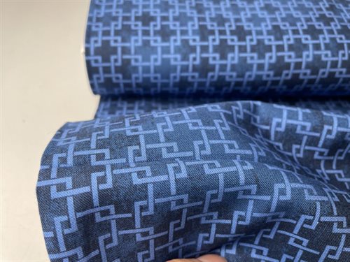 Patchwork stof - Windham Fabrics, flot grafik i blå toner