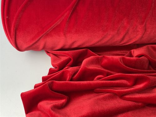 Silke look velour - glat, blød og strækbar i rød