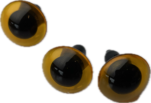 Bamseøjne - gul med sort pupil, 13 mm