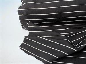 Effektjersey - pique strikkede striber i sort og hvid