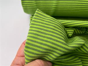 Ribstrikket jersey - striber i lækre grønne toner