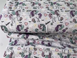 Bomuldsjersey - yndige enhjørninger