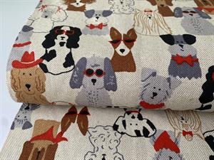 Deko canvas - søde hunde på hørlook bund