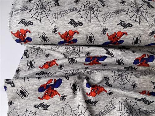 Bomuldsjersey - cool Spiderman på gråmeleret bund